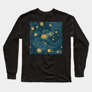 Starry Night Inspired: Vincent Van Gogh Masterpiece Pattern Long Sleeve T-Shirt